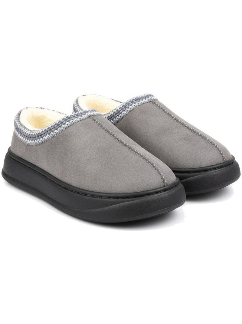 Ozabi dames slippers scandinavische stijl, gesloten hak, gevoerd Grijs - Kiabi