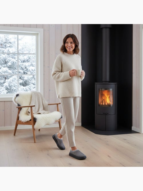 Ozabi dames slippers scandinavische stijl, gesloten hak, gevoerd - Kiabi Ozabi dames slippers scandinavische stijl, gesloten hak, gevoerd - Kiabi