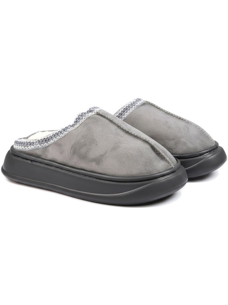 Ozabi dames slippers scandinavische stijl, gevoerde binnenkant, antislip zool Grijs - Kiabi