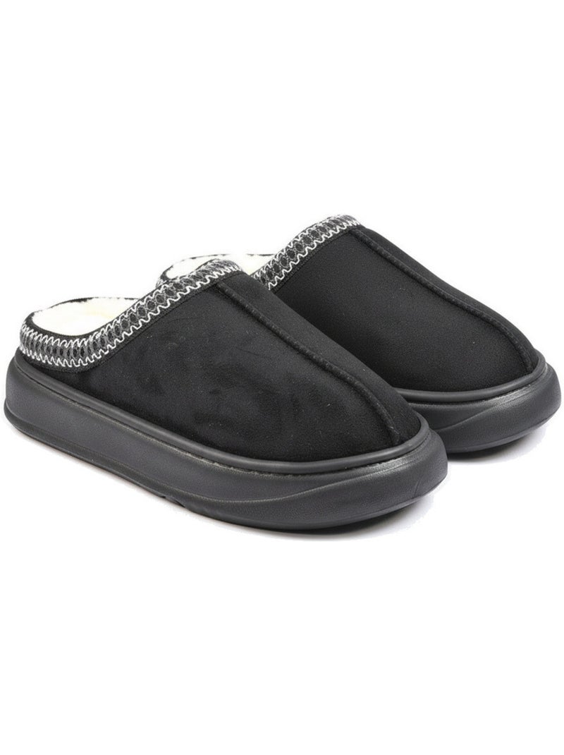 Ozabi dames slippers scandinavische stijl, gevoerde binnenkant, antislip zool Zwart - Kiabi