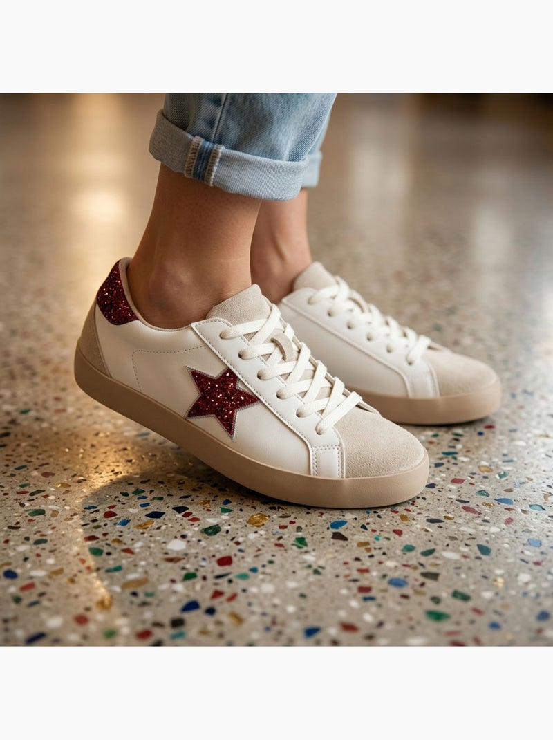 OZABI Dames Sneakers Ster Glitter Platform MMXXIV Rood - Kiabi
