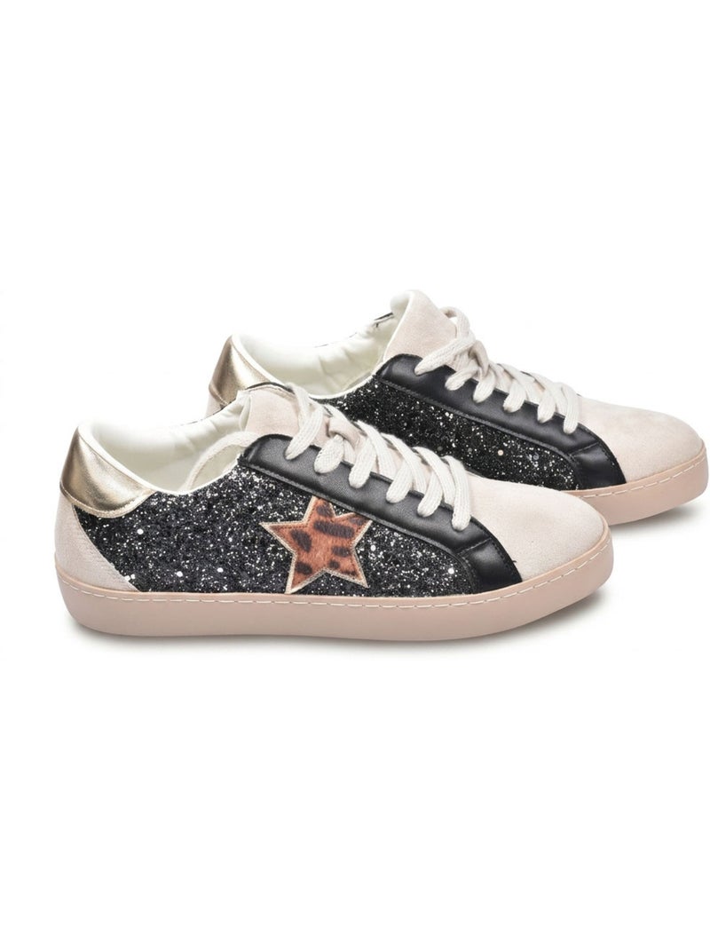 OZABI Dames Sneakers Ster Glitter Platform MMXXIV Zwart - Kiabi