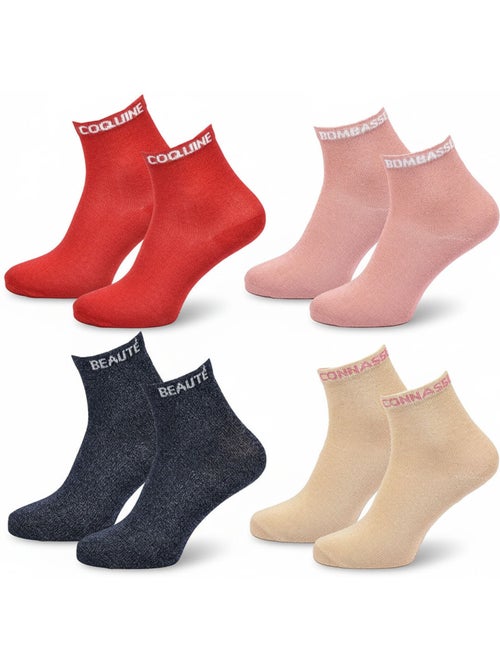 Ozabi dames sokken met pailletten soquettes set van 4 paar - Kiabi