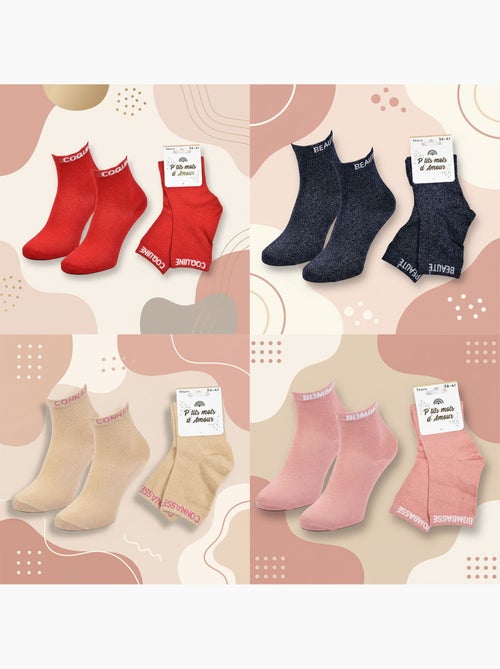 Ozabi dames sokken met pailletten soquettes set van 4 paar - Kiabi