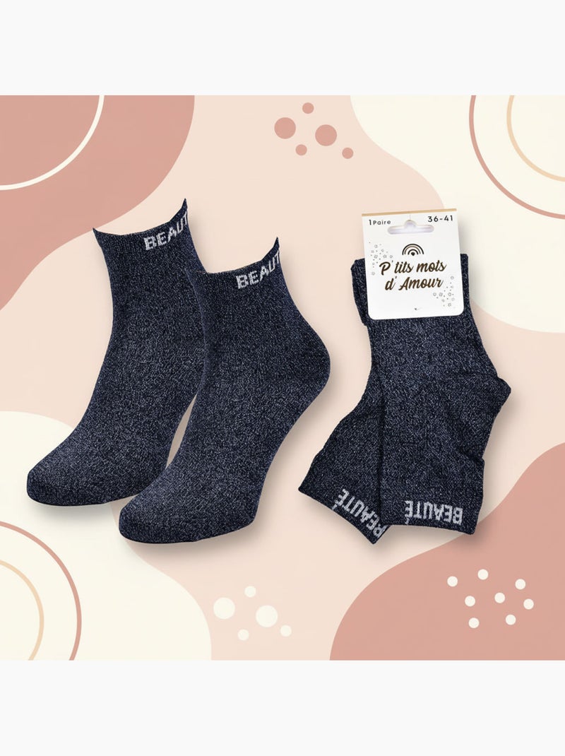 Ozabi dames sokken pailletten enkelhoogte Marineblauw - Kiabi