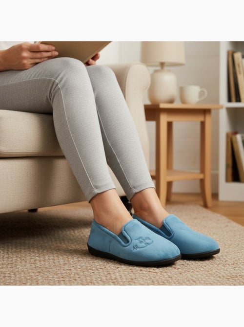 Ozabi dameshuisschoenen, gestikt vilt met bloemen, elastische sluiting - Kiabi Ozabi dameshuisschoenen, gestikt vilt met bloemen, elastische sluiting - Kiabi