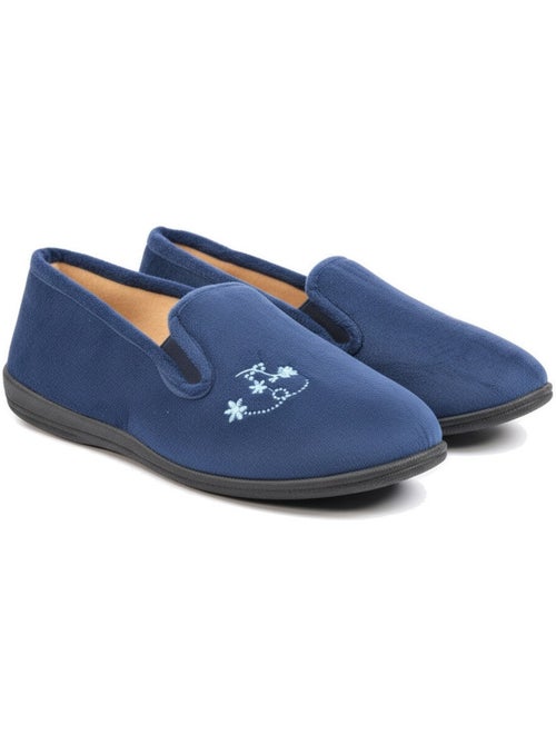 Ozabi dameshuisschoenen, gestikt vilt met bloemen, elastische sluiting - Kiabi Ozabi dameshuisschoenen, gestikt vilt met bloemen, elastische sluiting - Kiabi