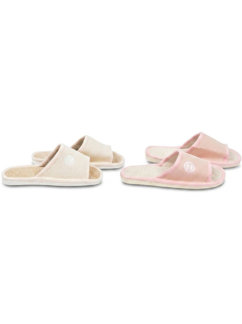 OZABI-Damespantoffle mule set 2 paar gaufrestof open voet IJsblauw - Kiabi