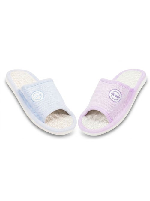 OZABI-Damespantoffle mule set 2 paar gaufrestof open voet - Kiabi OZABI-Damespantoffle mule set 2 paar gaufrestof open voet - Kiabi