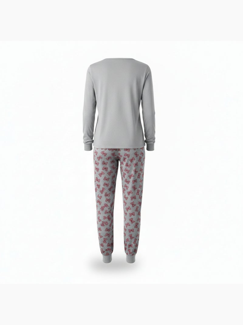 Ozabi ensemble pyjama femme coton doublé polaire broderie lurex Gris - Kiabi