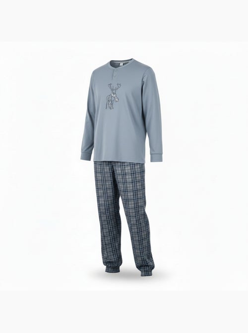 Ozabi ensemble pyjama homme coton majoritaire broderie cerf écossais - Kiabi Ozabi ensemble pyjama homme coton majoritaire broderie cerf écossais - Kiabi