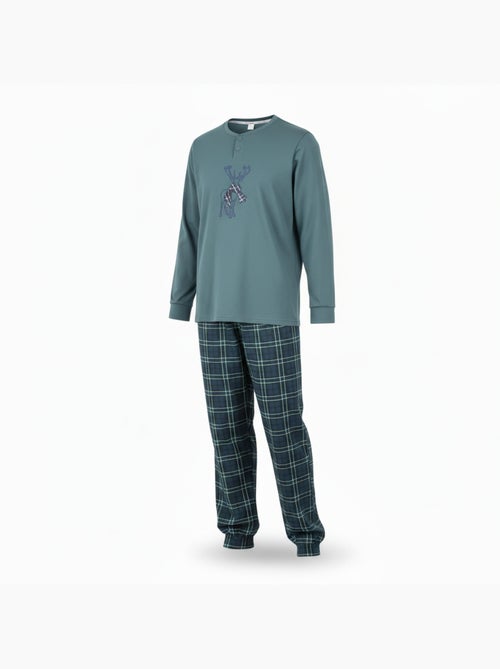 Ozabi ensemble pyjama homme coton majoritaire broderie cerf écossais - Kiabi Ozabi ensemble pyjama homme coton majoritaire broderie cerf écossais - Kiabi