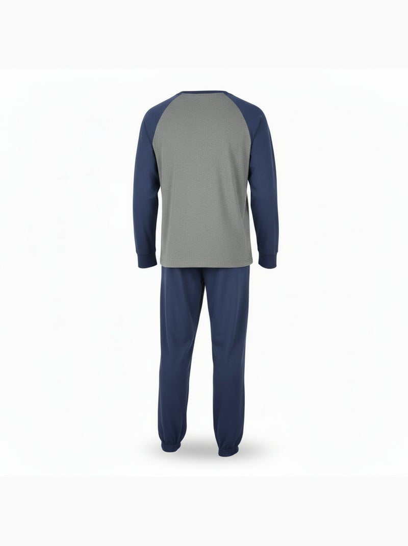 Ozabi ensemble pyjama homme doublé polaire bicolore sweet secret club Bleu marine - Kiabi