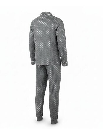 Ozabi ensemble pyjama homme doublé polaire boutonné petits pois