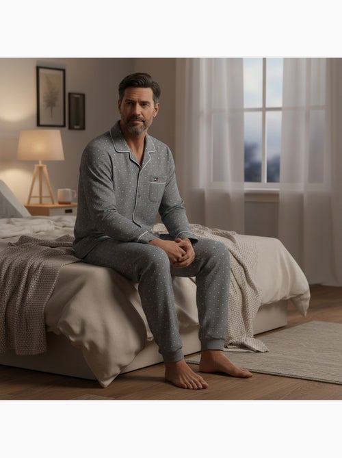 Ozabi ensemble pyjama homme doublé polaire boutonné petits pois - Kiabi