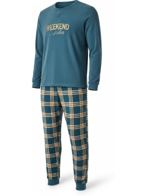 Ozabi ensemble pyjama homme doublé polaire broderie weekend vibes - Kiabi