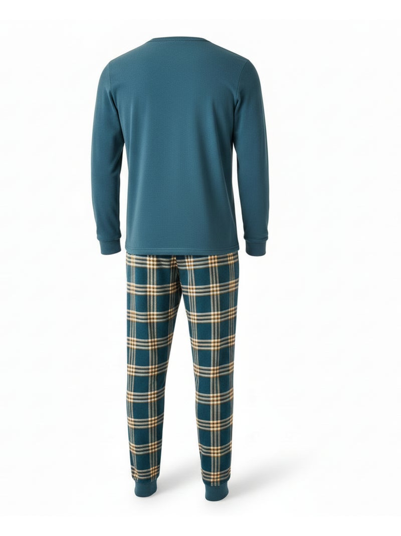 Ozabi ensemble pyjama homme doublé polaire broderie weekend vibes Bleu - Kiabi