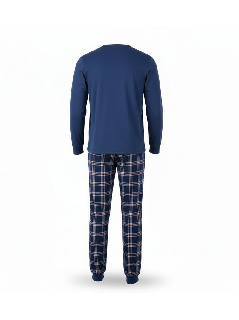 Ozabi ensemble pyjama homme doublé polaire broderie weekend vibes Bleu marine - Kiabi