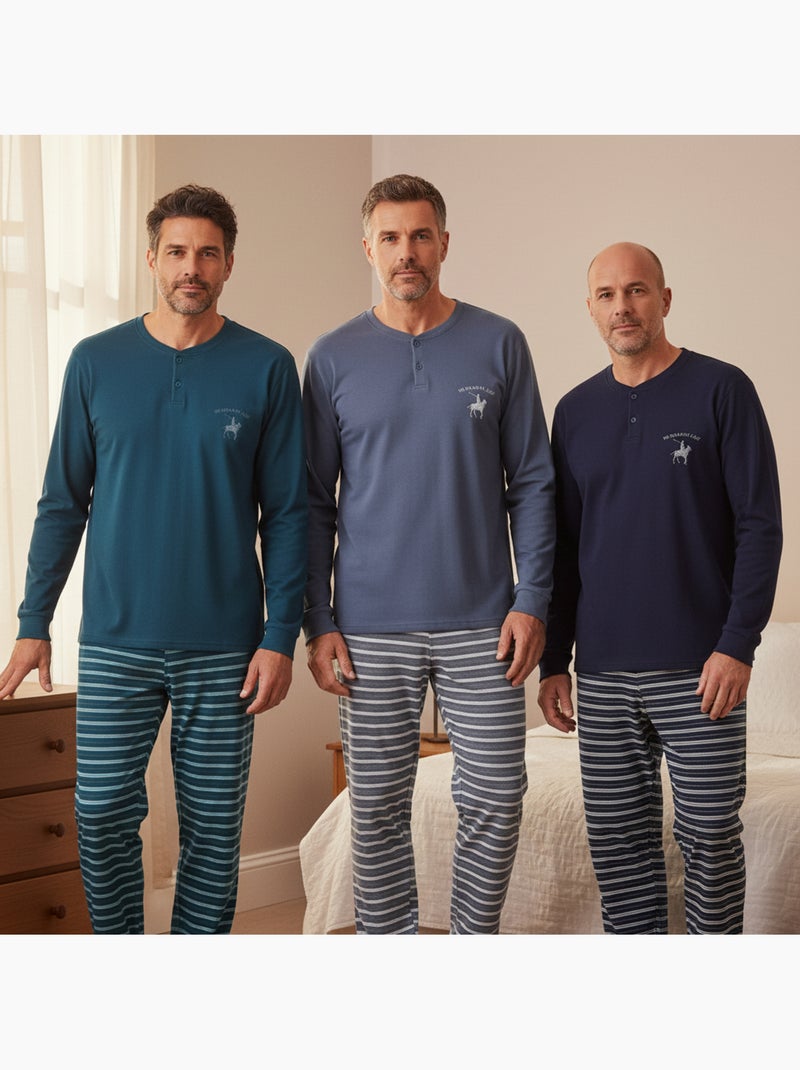 Ozabi ensemble pyjama homme doublé polaire pack de 3 coloris assortis Multicolore - Kiabi