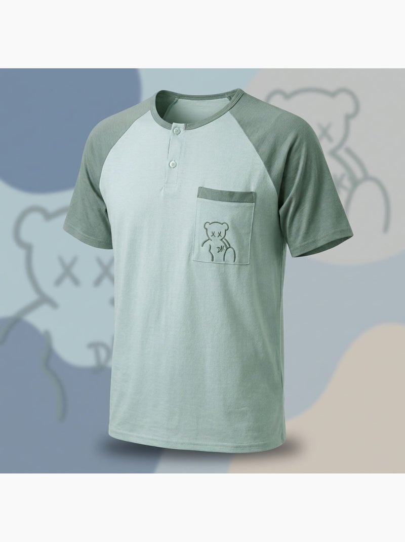 OZABI Ensemble Pyjama Pyjama Court Homme Coton Vert - Kiabi