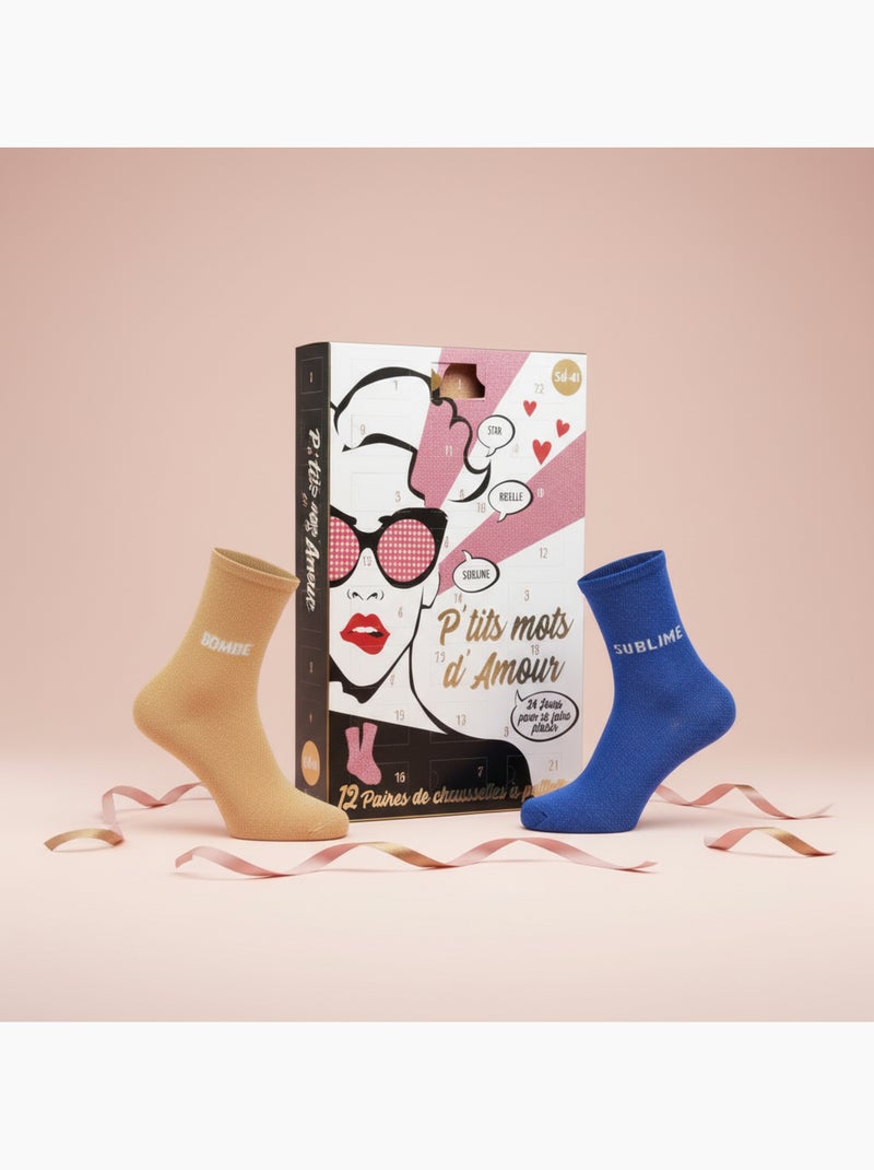 Ozabi glitterkousen adventskalender - cadeauset 12 paar Multicolor - Kiabi