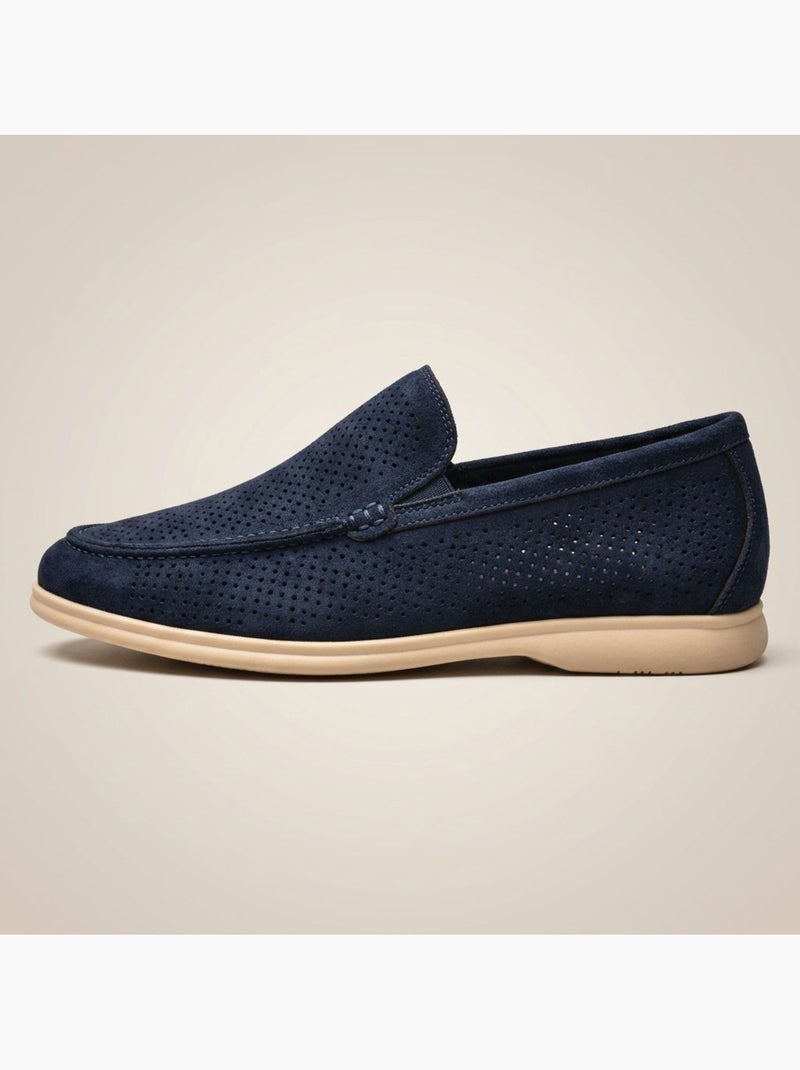 Ozabi heren mocassins microperfored premium slip on Marineblauw - Kiabi