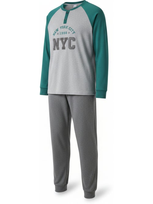 Ozabi heren pyjama fleece geborduurde new york city - Kiabi Ozabi heren pyjama fleece geborduurde new york city - Kiabi