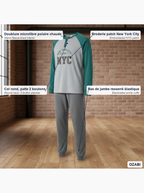 Ozabi heren pyjama fleece geborduurde new york city - Kiabi Ozabi heren pyjama fleece geborduurde new york city - Kiabi