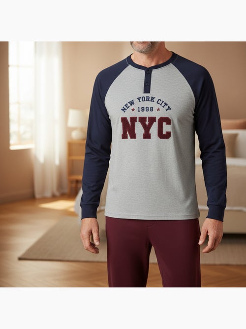 Ozabi heren pyjama fleece geborduurde new york city - Kiabi Ozabi heren pyjama fleece geborduurde new york city - Kiabi