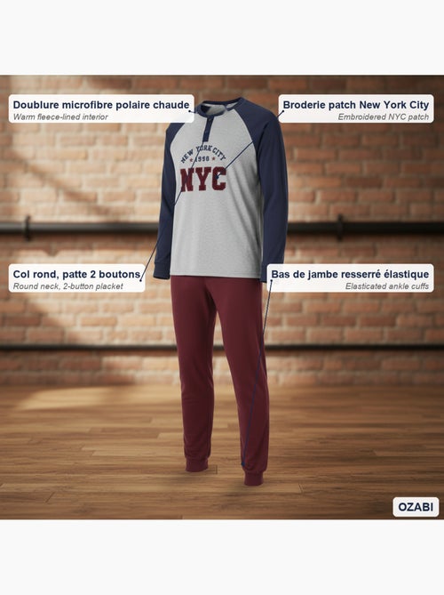 Ozabi heren pyjama fleece geborduurde new york city - Kiabi Ozabi heren pyjama fleece geborduurde new york city - Kiabi