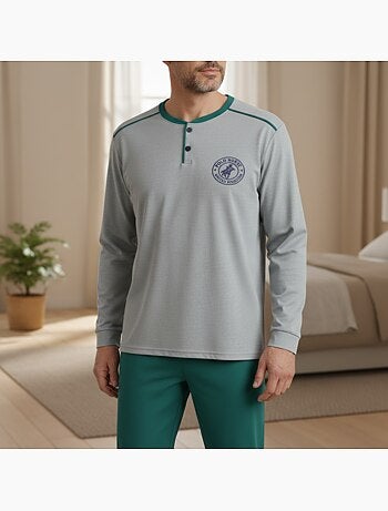 Ozabi heren pyjama fleece gevoerd borduursel