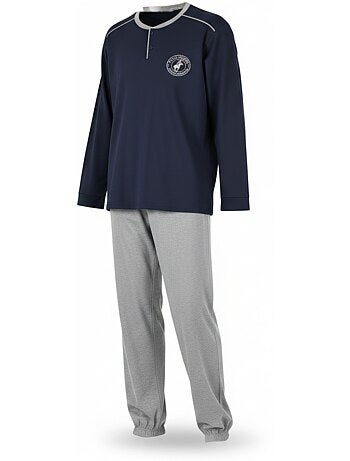 Ozabi heren pyjama fleece gevoerd borduursel