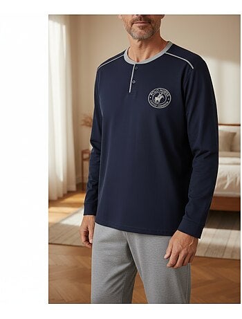 Ozabi heren pyjama fleece gevoerd borduursel