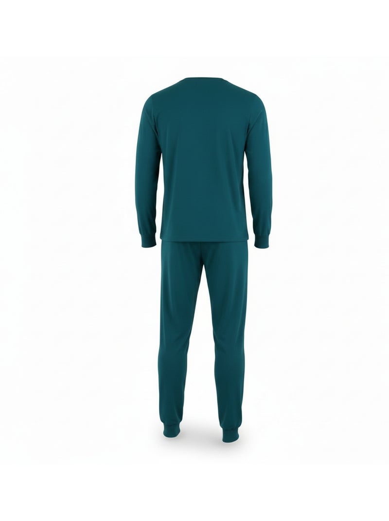 Ozabi heren pyjama fleece gevoerd print geborduurd Groen - Kiabi