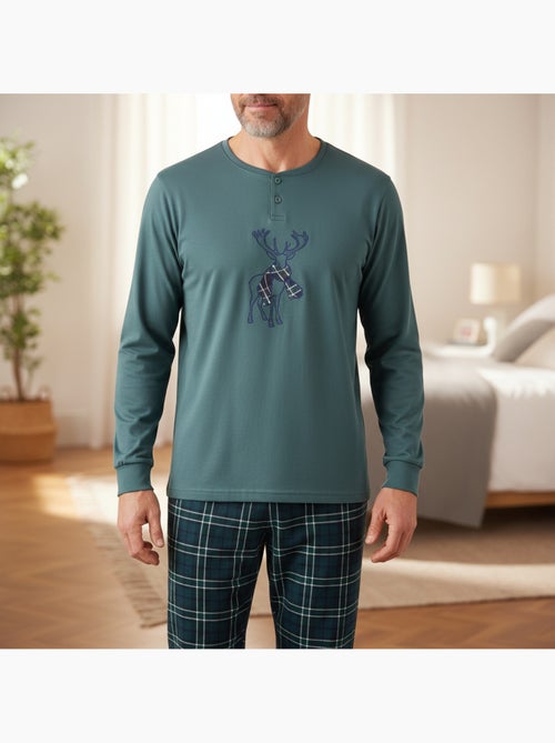 Ozabi heren pyjama katoen schotse hertborduurwerk - Kiabi Ozabi heren pyjama katoen schotse hertborduurwerk - Kiabi