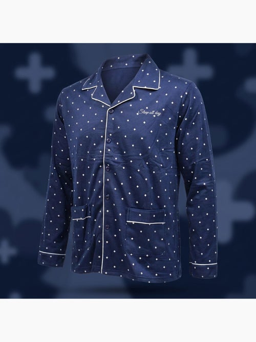 OZABI Heren Pyjama Lang Geboord Overhemdkraag Ultra Zacht - Kiabi OZABI Heren Pyjama Lang Geboord Overhemdkraag Ultra Zacht - Kiabi