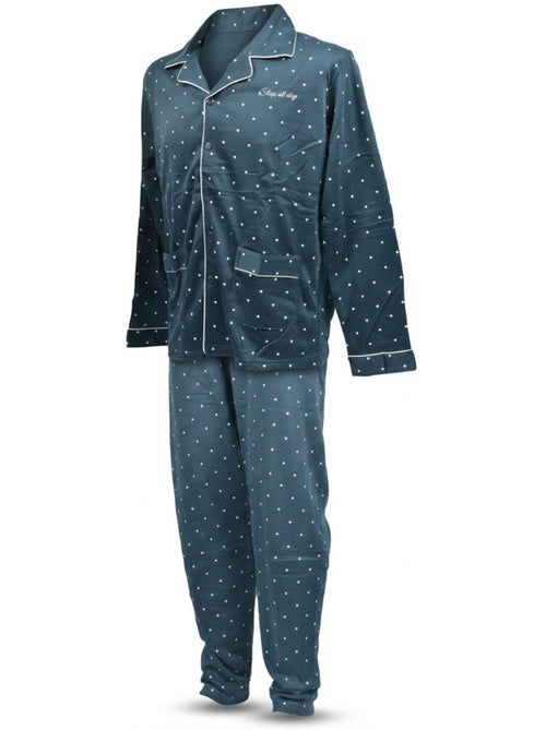 OZABI Heren Pyjama Lang Geboord Overhemdkraag Ultra Zacht - Kiabi OZABI Heren Pyjama Lang Geboord Overhemdkraag Ultra Zacht - Kiabi