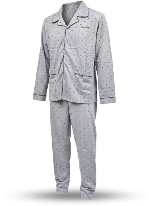 OZABI Heren Pyjama Lang Geboord Overhemdkraag Ultra Zacht - Kiabi OZABI Heren Pyjama Lang Geboord Overhemdkraag Ultra Zacht - Kiabi