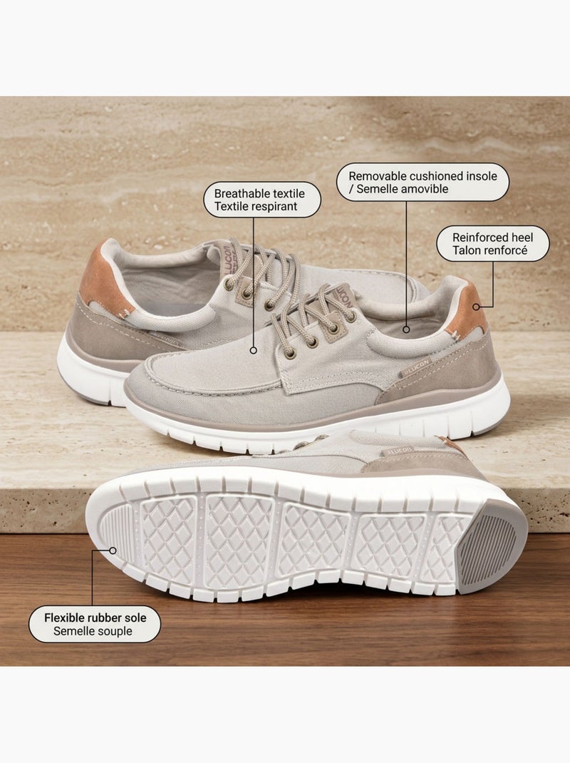 OZABI Heren sneaker comfort zachte zool bootsstijl Beige - Kiabi