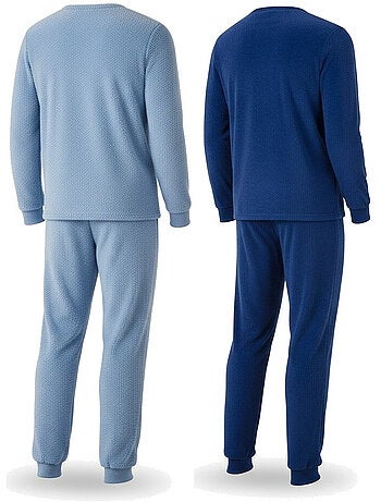 Ozabi herenpy jama-set 2 stuks, zachte fleece met borduurwerk
