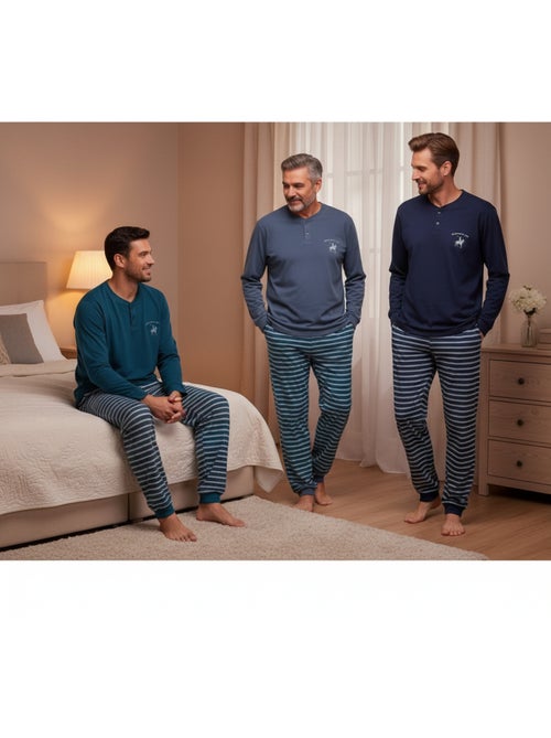 Ozabi herenpyjama set 3 stuks gevoerd fleece diverse kleuren - Kiabi Ozabi herenpyjama set 3 stuks gevoerd fleece diverse kleuren - Kiabi