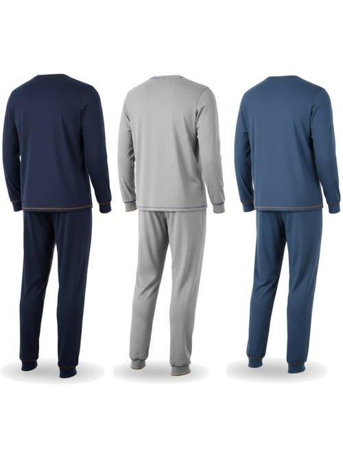 Ozabi herenpyjama set van 3, katoen gevoerd fleece, geknoopte kraag - Kiabi Ozabi herenpyjama set van 3, katoen gevoerd fleece, geknoopte kraag - Kiabi