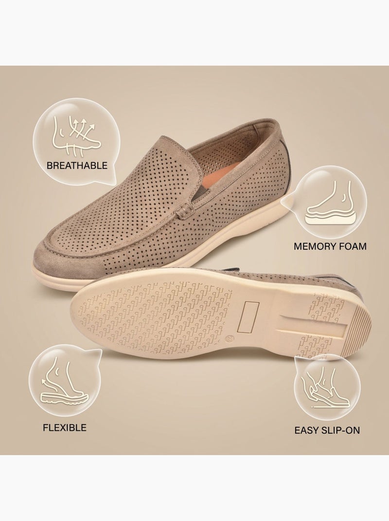 Ozabi mocassins homme microperfores premium slip on confort Taupe - Kiabi