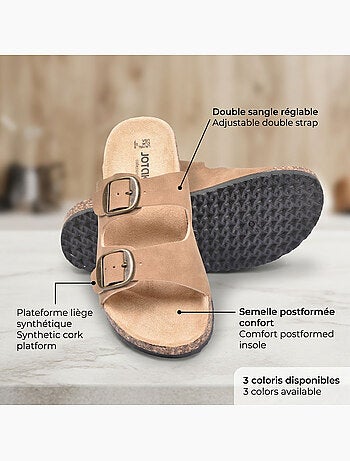 OZABI Mule Sandalen Nubuck Zwart Beige Kameel