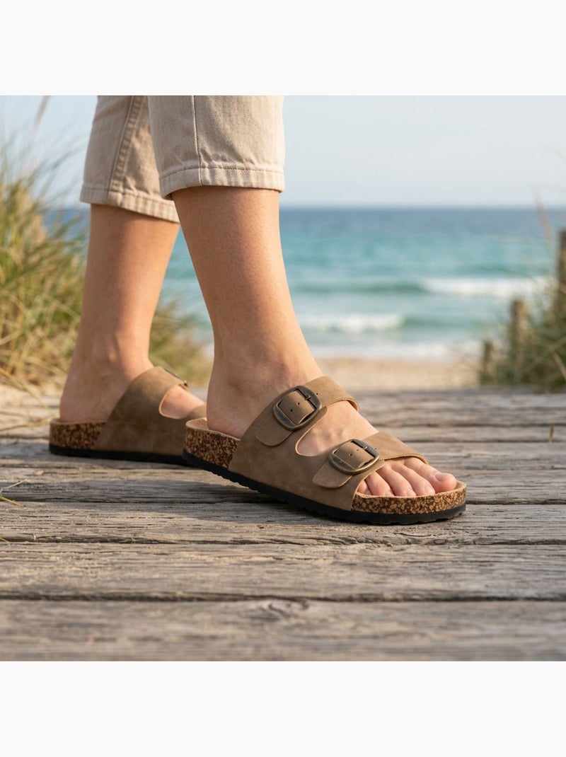 OZABI Mule Sandalen Nubuck Zwart Beige Kameel Camel - Kiabi