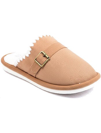 Ozabi mules femme, aspect daim, broderie scandinave, doublure fourrure