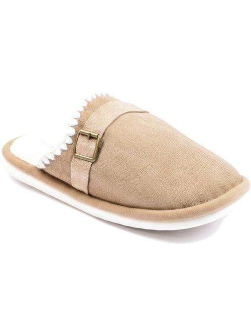Ozabi mules femme, aspect daim, broderie scandinave, doublure fourrure - Kiabi Ozabi mules femme, aspect daim, broderie scandinave, doublure fourrure - Kiabi