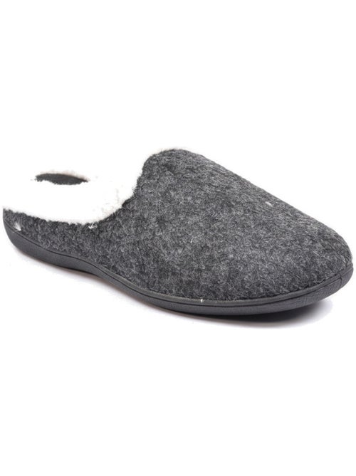 Ozabi mules femme hiver, feutrine unie chinée, encolure fausse fourrure - Kiabi Ozabi mules femme hiver, feutrine unie chinée, encolure fausse fourrure - Kiabi