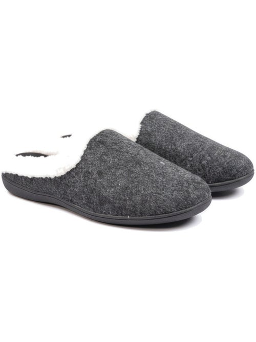Ozabi mules femme hiver, feutrine unie chinée, encolure fausse fourrure - Kiabi Ozabi mules femme hiver, feutrine unie chinée, encolure fausse fourrure - Kiabi