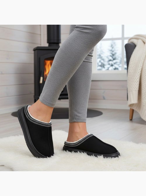 Ozabi mules femme style scandinave, intérieur fourré, semelle antidérapante - Kiabi
